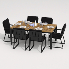 Обеденная группа ТЕЛЛА  АЛЬБА  каркас карбон / стол тик 180 / ткань черная